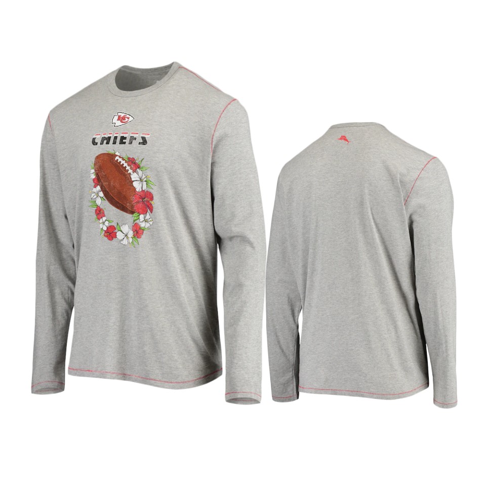 chiefs heathered gray sport lei pass long sleeve t shirt