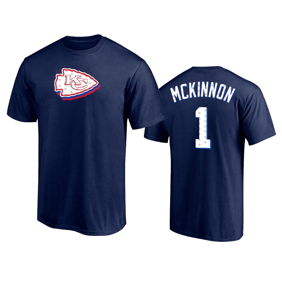 chiefs jerick mckinnon navy 2021 independence day t shirt