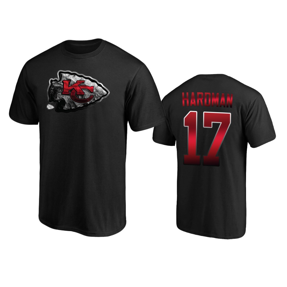chiefs mecole hardman black midnight mascot logo t shirt