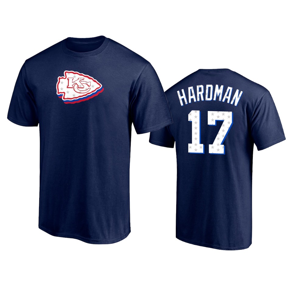 chiefs mecole hardman navy 2021 independence day t shirt