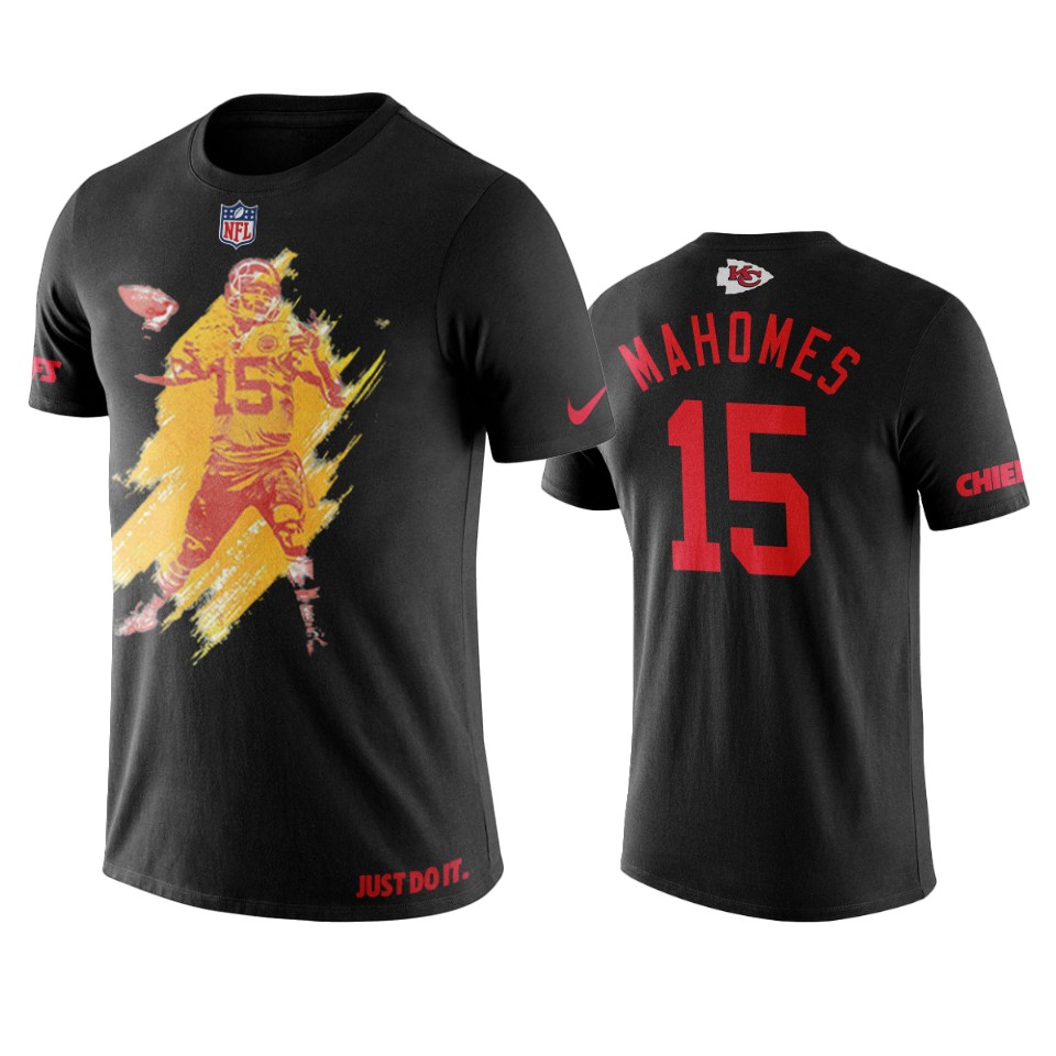 chiefs patrick mahomes black art print water color t shirt