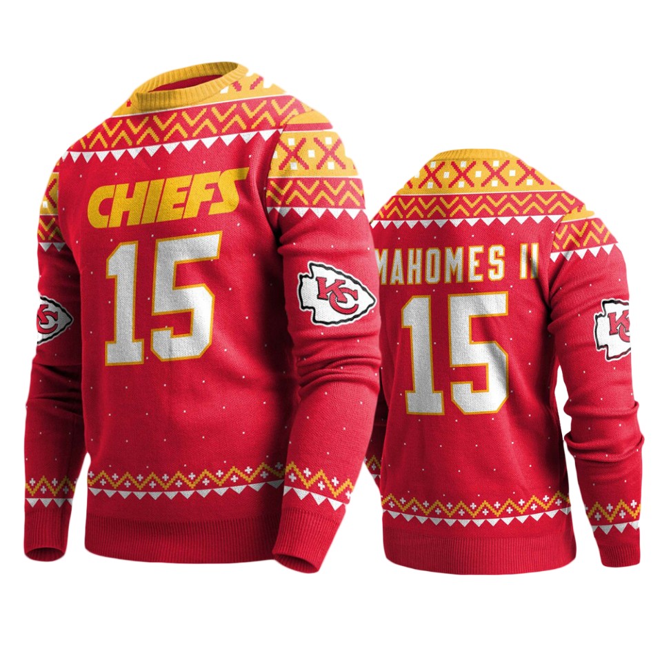 chiefs patrick mahomes red pullover sweater