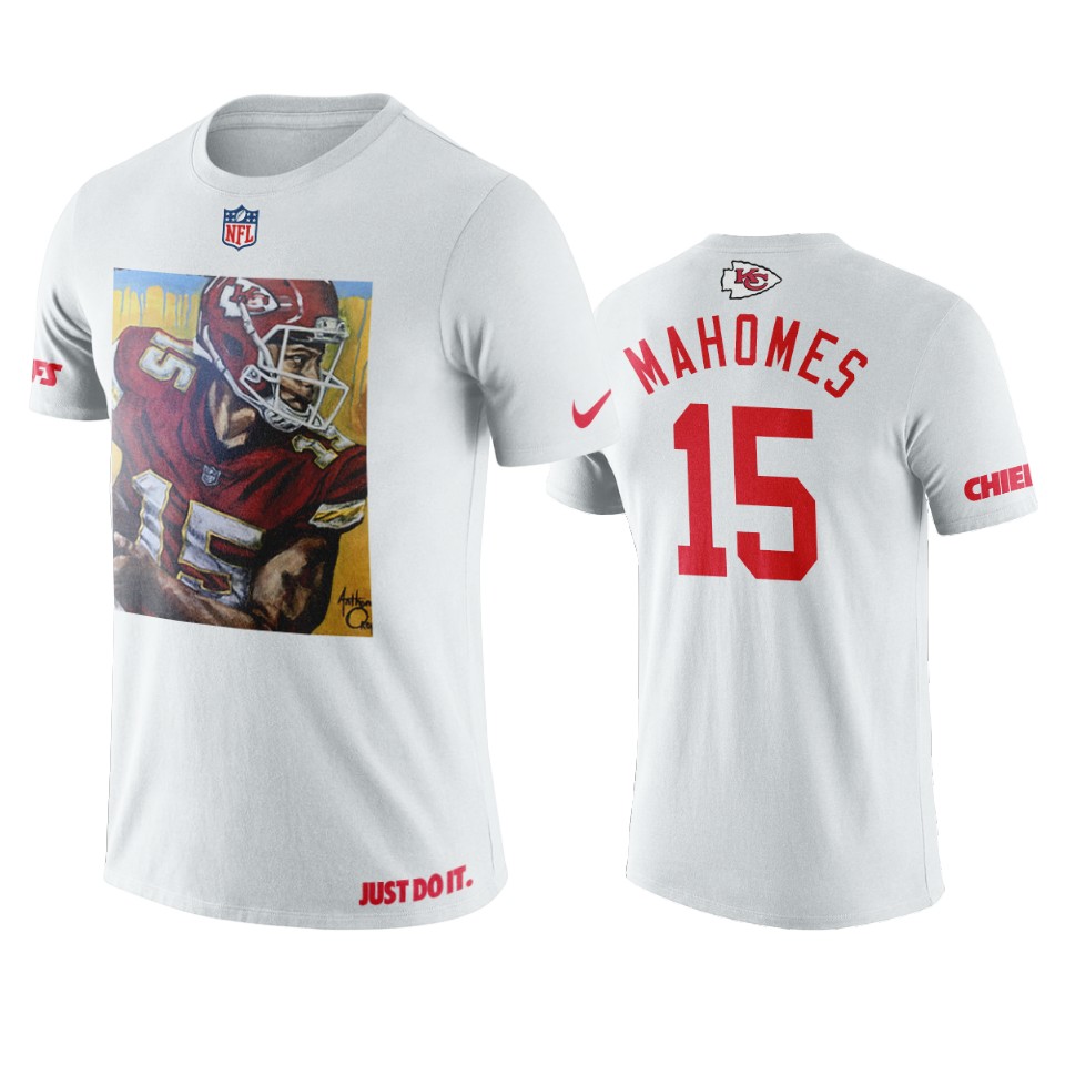 chiefs patrick mahomes white art print designer t shirt