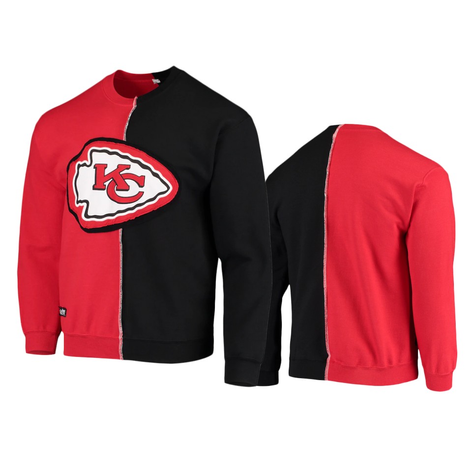 chiefs red black split center pullover sweatshirt