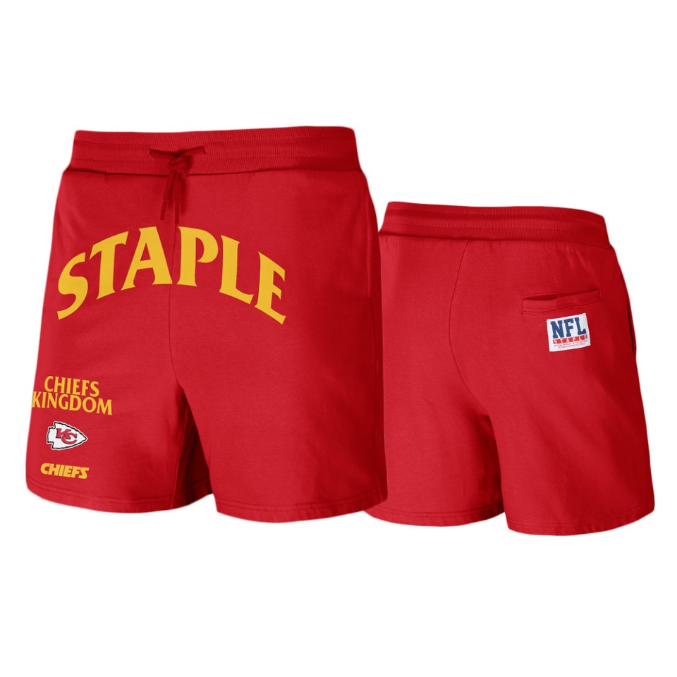 chiefs red staple throwback vintage wash fleece shorts