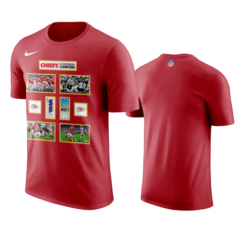 chiefs red super bowl champions ticket and photo collage t shirt