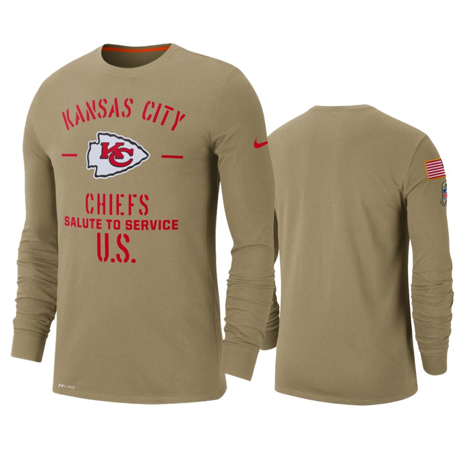chiefs tan 2019 salute to service sideline long sleeve t shirt