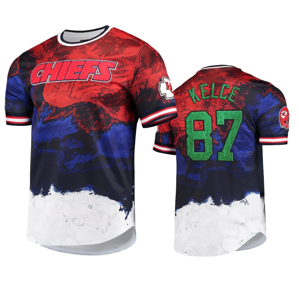 chiefs travis kelce navy red americana dip dye t shirt
