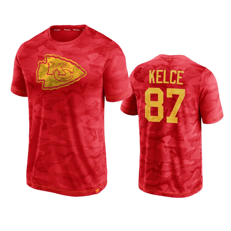 chiefs travis kelce red camo jacquard t shirt
