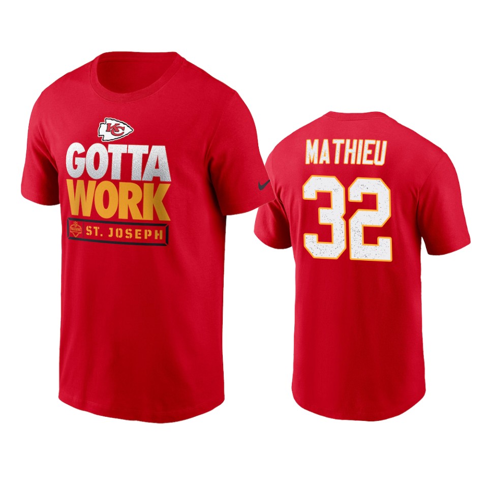 chiefs tyrann mathieu red 2021 nfl training camp gotta work t shirt
