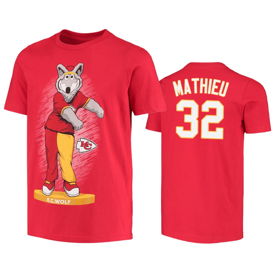 chiefs tyrann mathieu red dancing k.c.wolf mascot t shirt