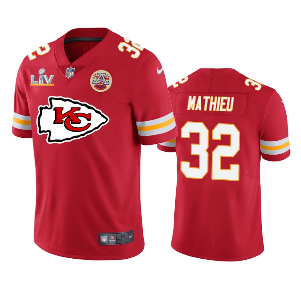 chiefs tyrann mathieu red super bowl lv team logo jersey