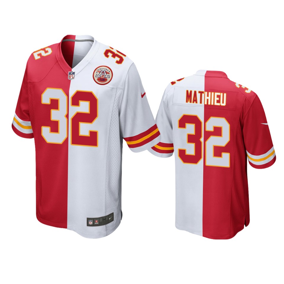 chiefs tyrann mathieu red white split two tone jersey