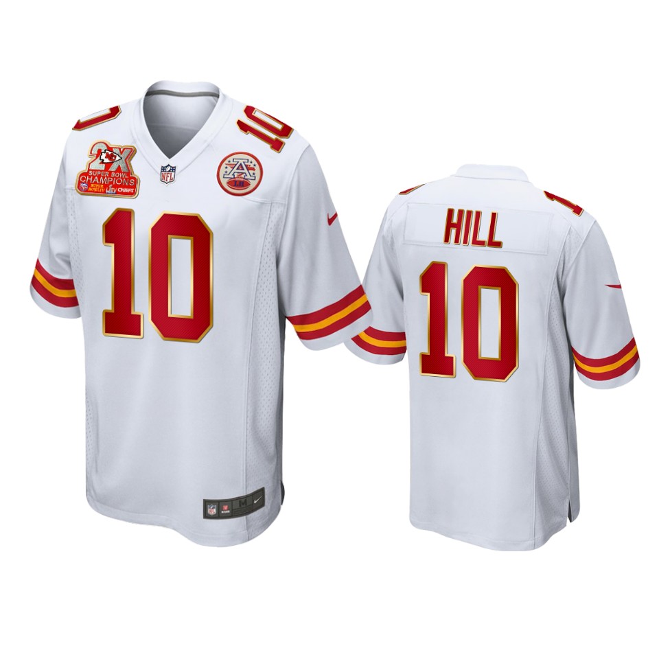 chiefs tyreek hill white 2x super bowl champions patch game jersey