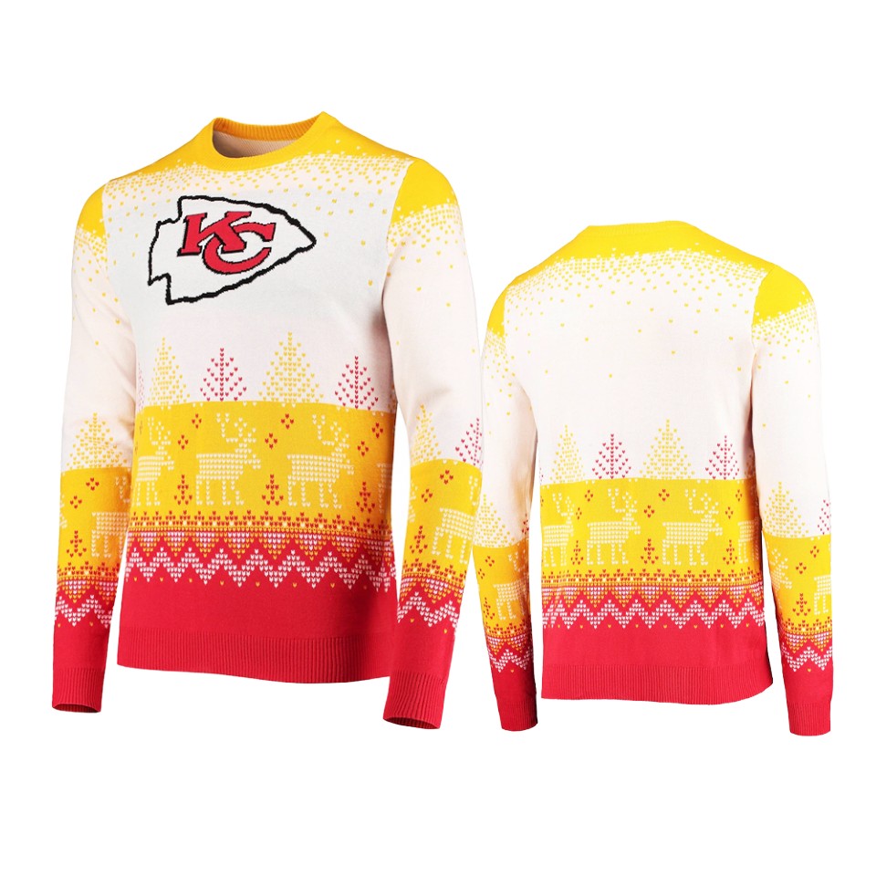 chiefs white 2021 christmas gift big logo sweater
