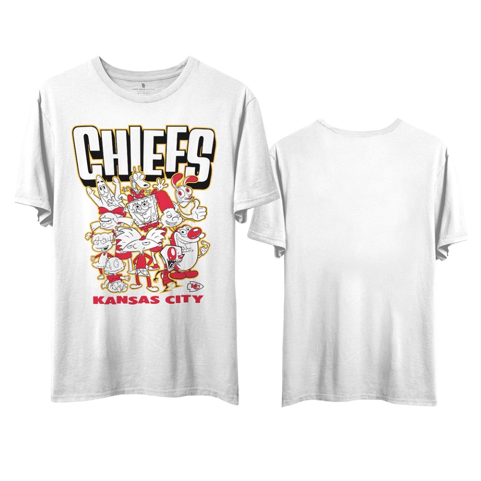 chiefs white nfl x nickelodeon cartoon graphic t shirt