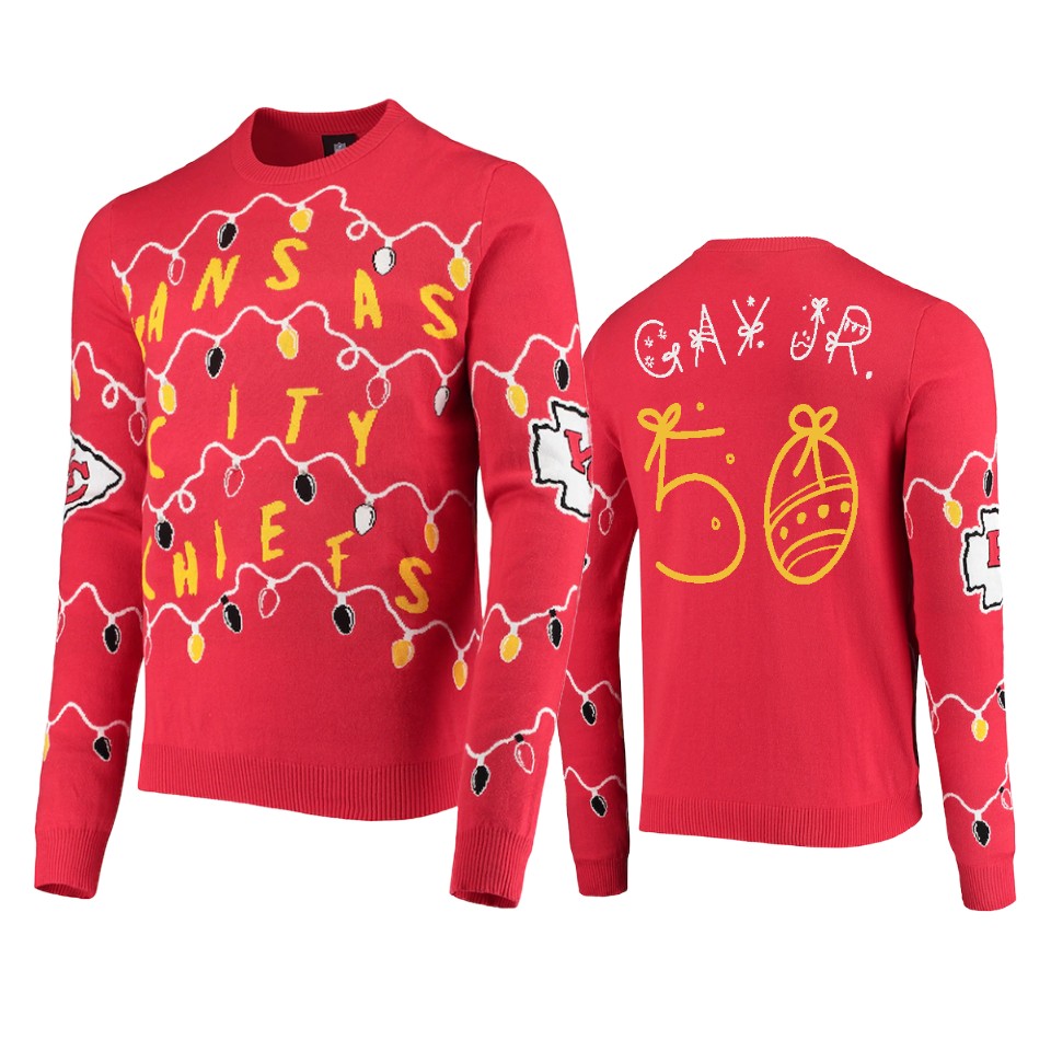 chiefs willie gay jr. red ugly light up sweater