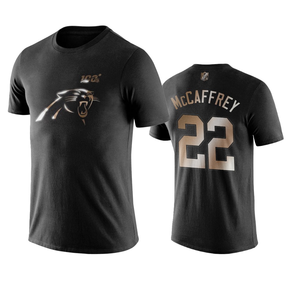 christian mccaffrey panthers black golden 100th season t shirt
