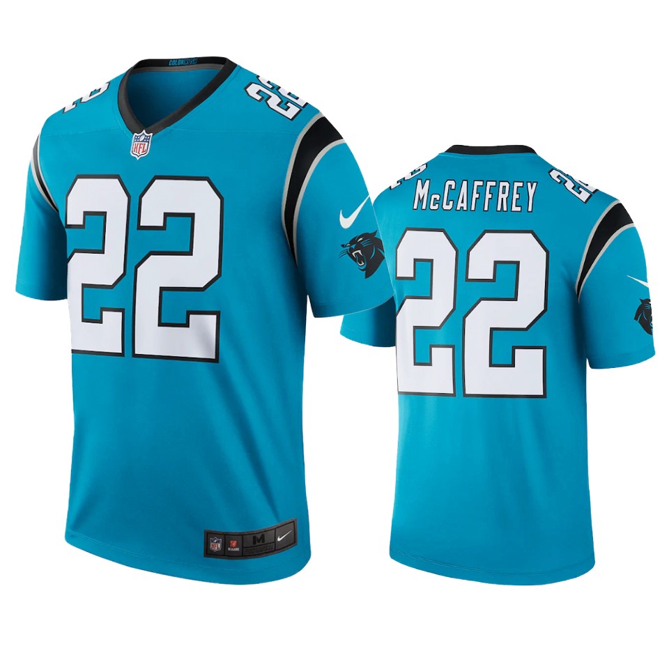 christian mccaffrey panthers blue color rush legend jersey