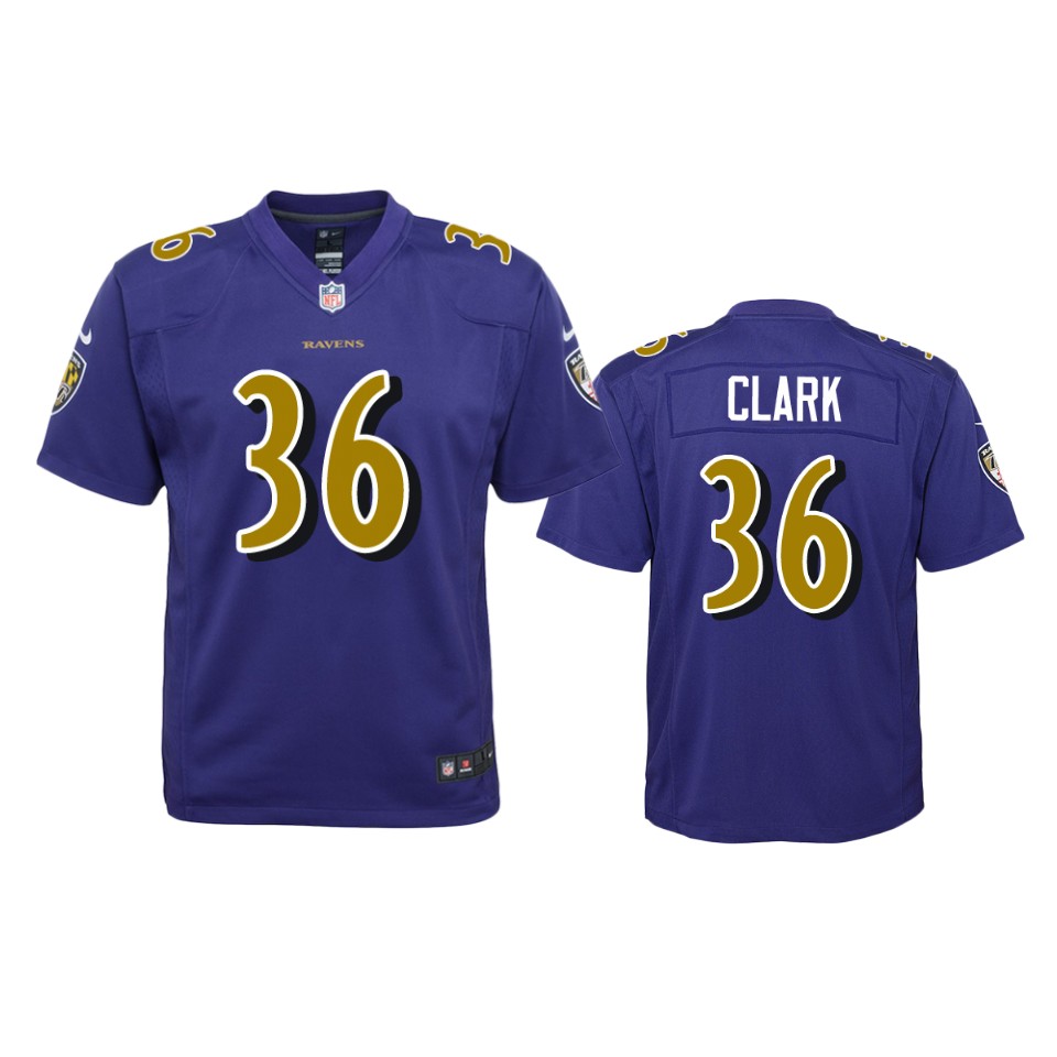 chuck clark ravens purple color rush game jersey