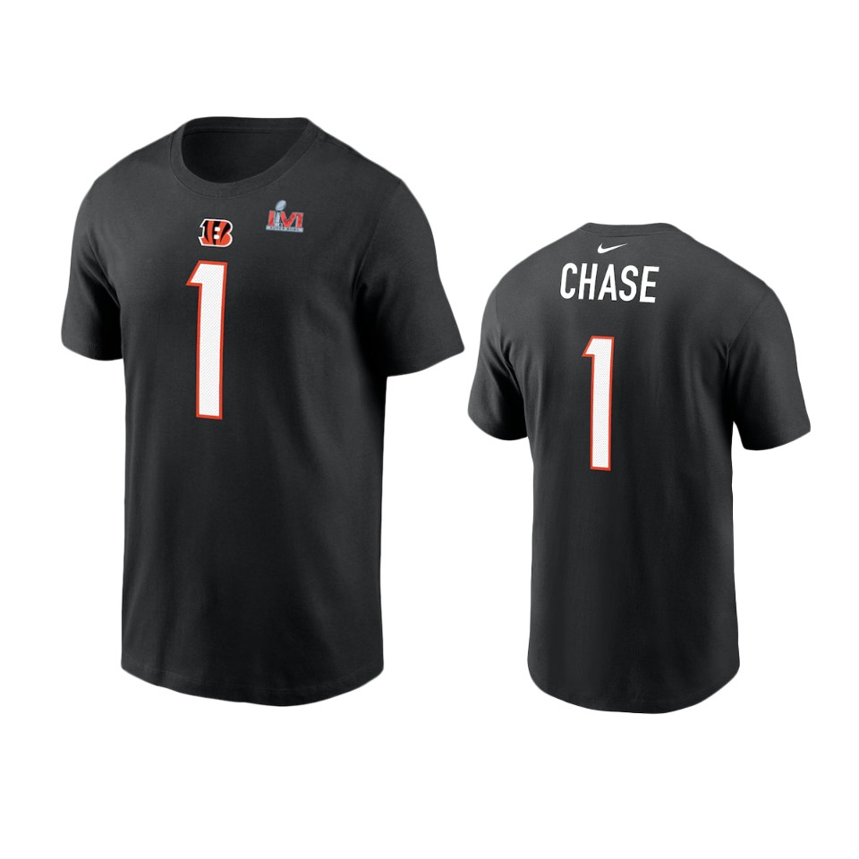 cincinnati bengals ja'marr chase black super bowl lvi t shirt