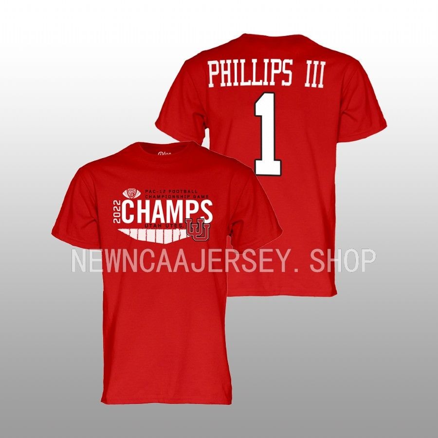 clark phillips iii utah utes unisex red 2022 pac 12 football champs locker room tee