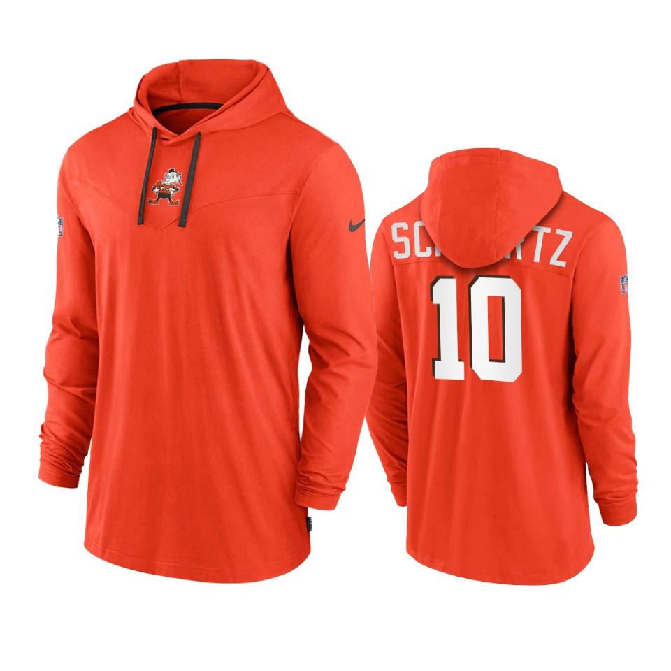 cleveland browns anthony schwartz orange sideline performance hoodie tri blend t shirt