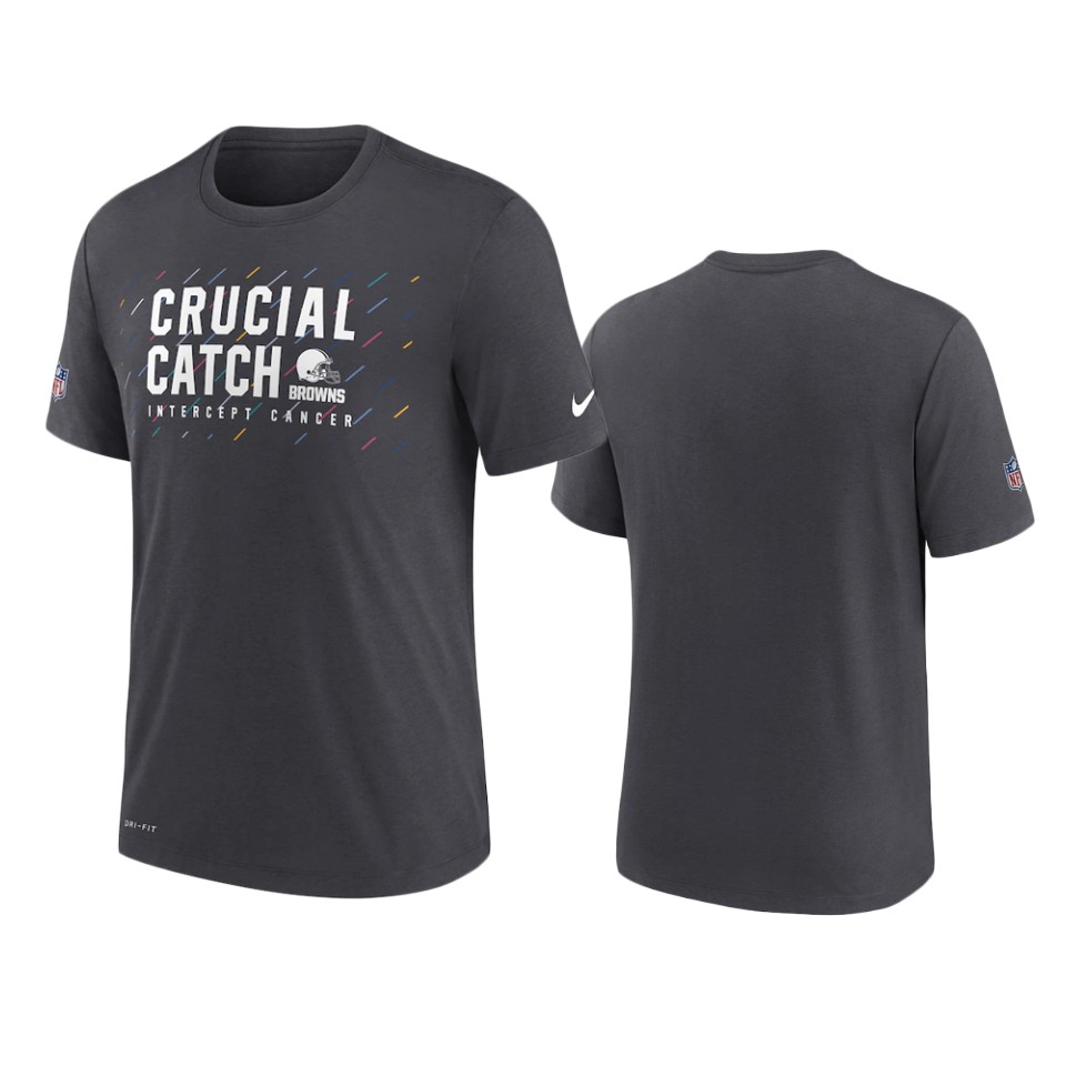 cleveland browns charcoal 2021 nfl crucial catch performance t shirt