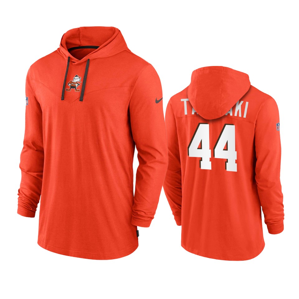 cleveland browns sione takitaki orange sideline performance hoodie tri blend t shirt
