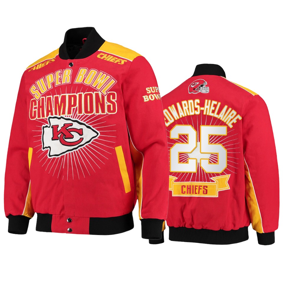 clyde edwards helaire chiefs red super bowl champions commemorative jacket