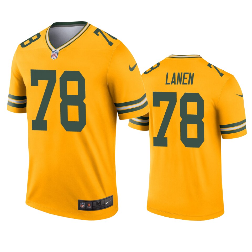 cole van lanen packers gold inverted legend jersey