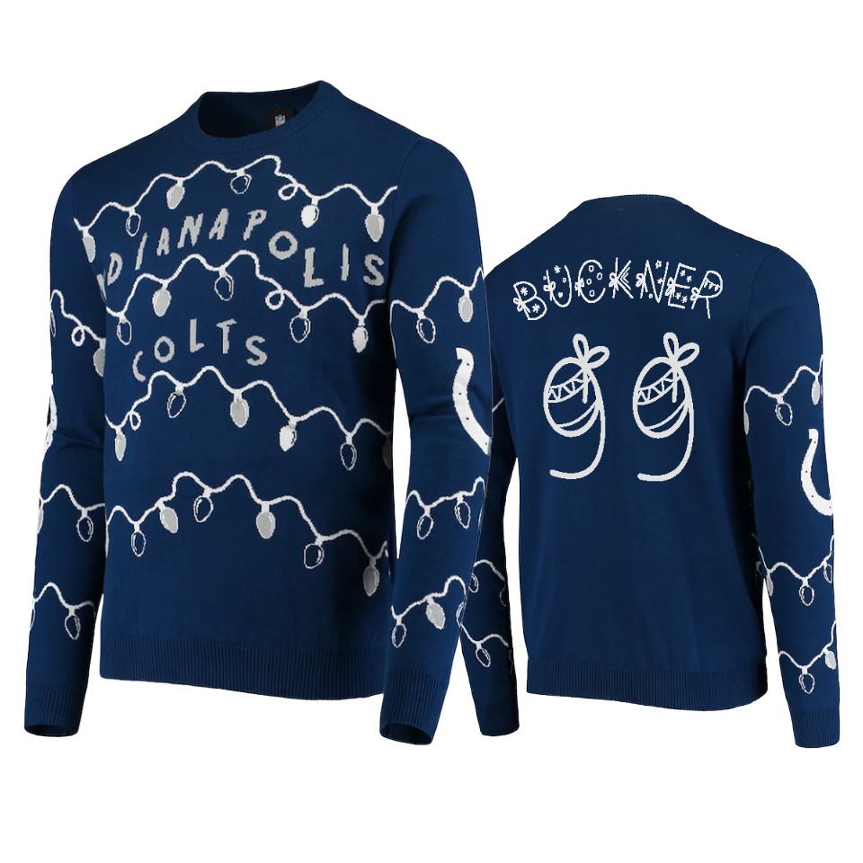 colts deforest buckner royal ugly christmas gifts sweater