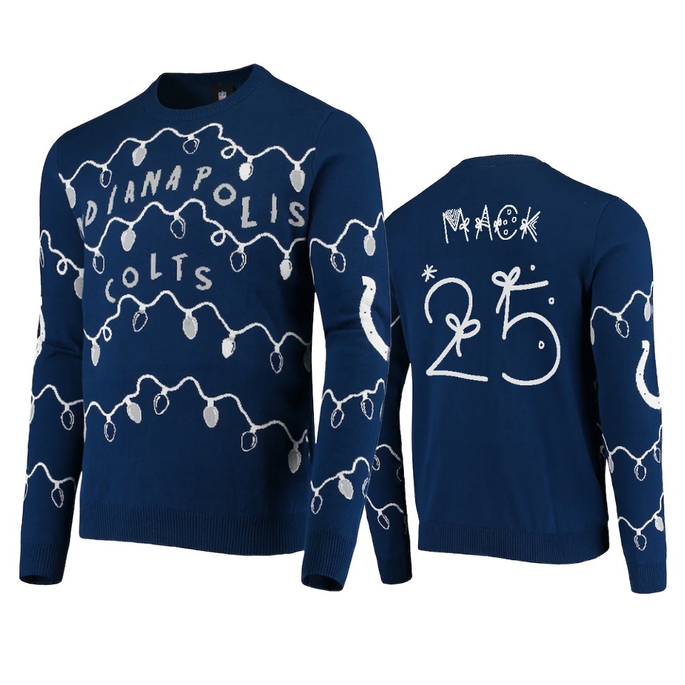 colts marlon mack royal ugly christmas gifts sweater