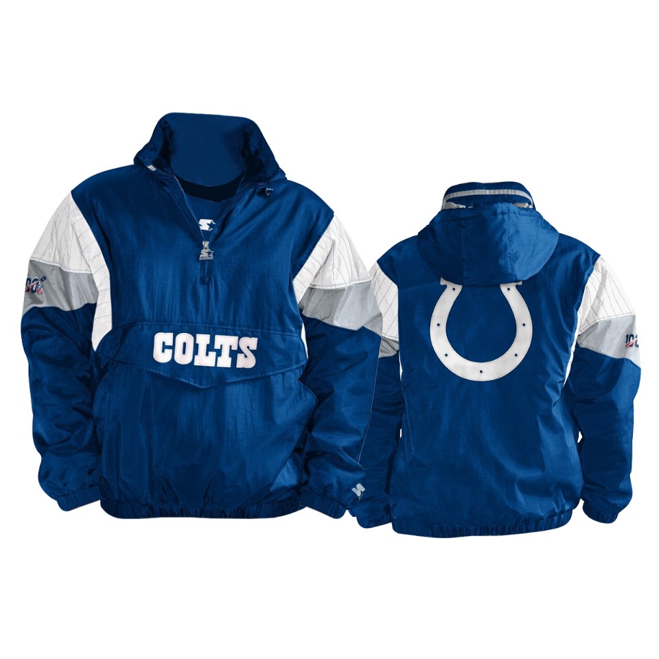 colts royal gray 100th season thursday night lights quarter zip breakaway jacket