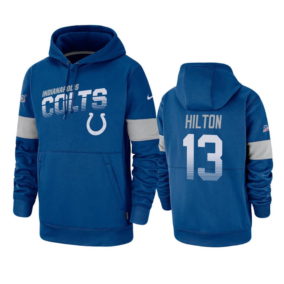 colts t.y. hilton royal sideline team logo 100th season hoodie