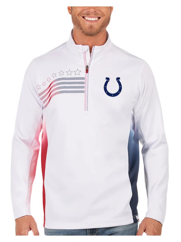 colts white navy liberty quarter zip pullover jacket