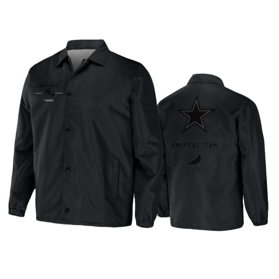 cowboys black staple coaches full snap jacket