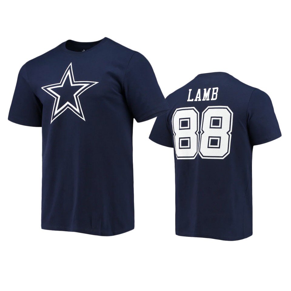 cowboys ceedee lamb navy player icon t shirt