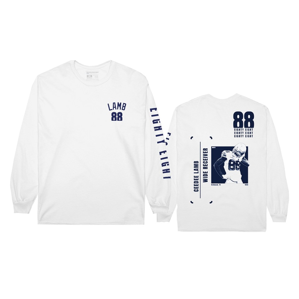 cowboys ceedee lamb white player graphic long sleeve t shirt