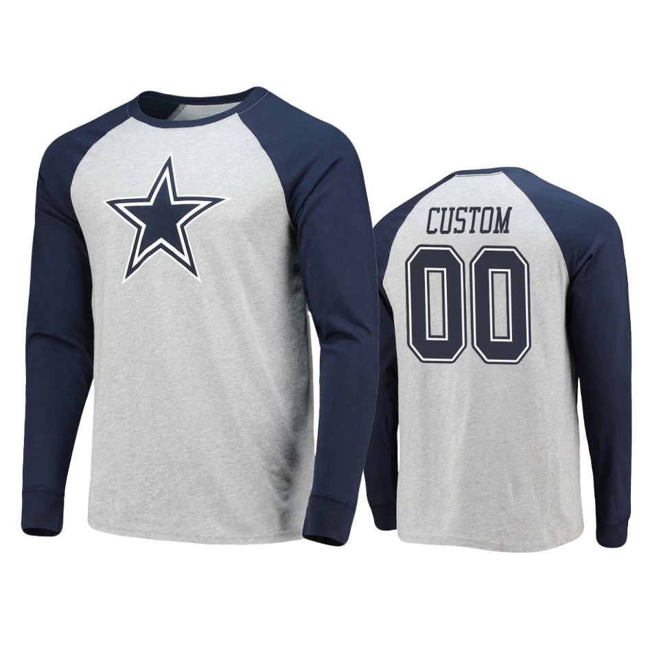 cowboys custom navy gray team logo powell raglan t shirt