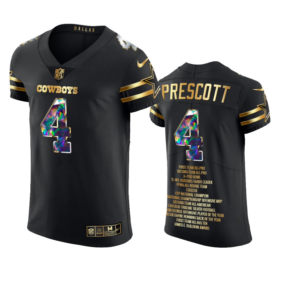 cowboys dak prescott black career highlights diamond jersey