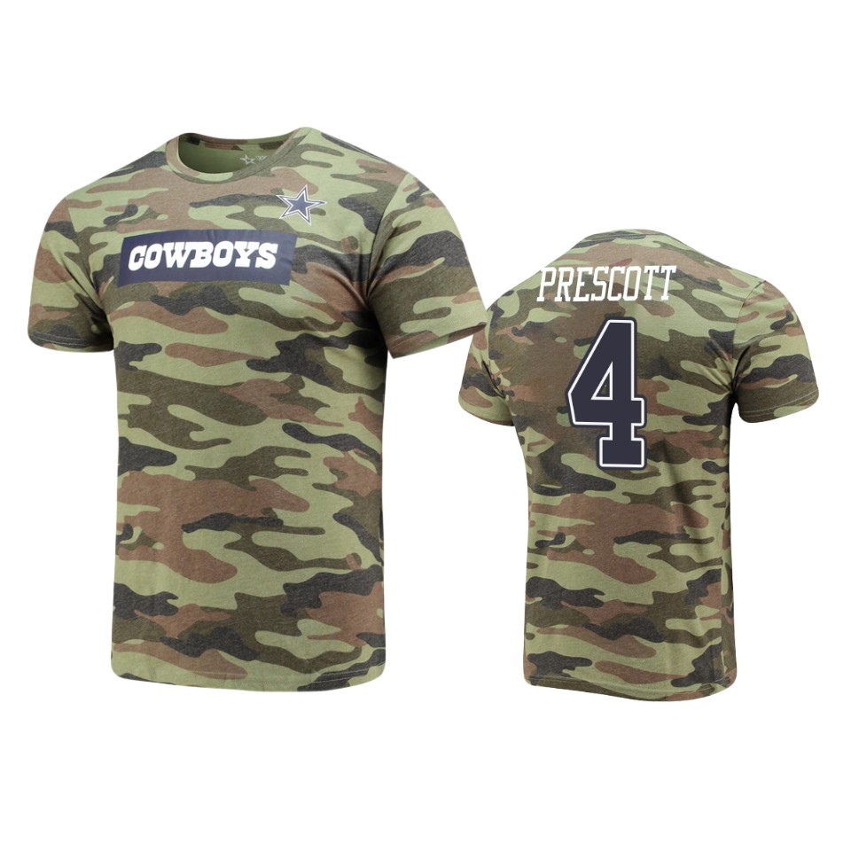 cowboys dak prescott camo caudron name number t shirt