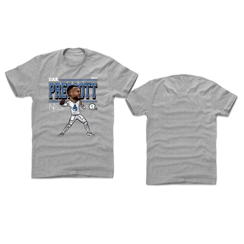 cowboys dak prescott gray cartoon t shirt