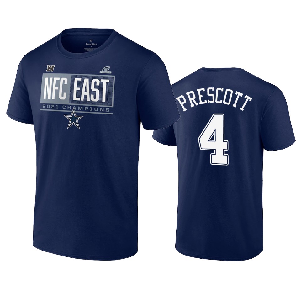 cowboys dak prescott navy 2021 nfc east division champions blocked favorite t shirt