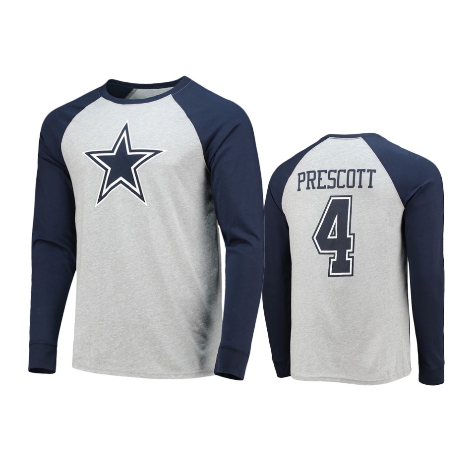 cowboys dak prescott navy powell raglan long sleeve t shirt
