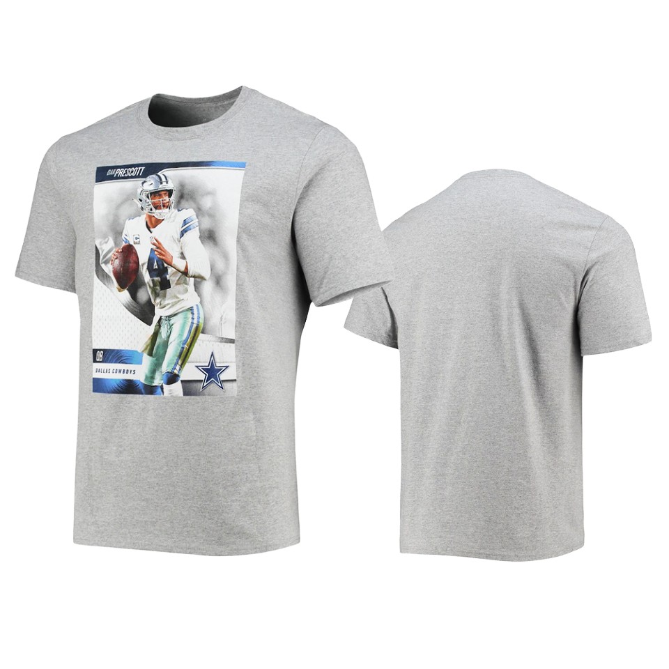 cowboys dak prescott player graphic heathered gray t shirt