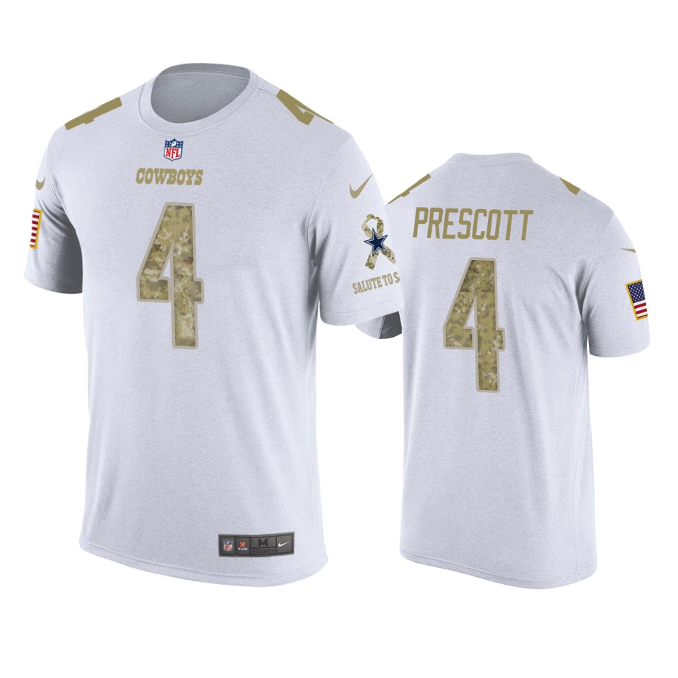 cowboys dak prescott white salute to service t shirt
