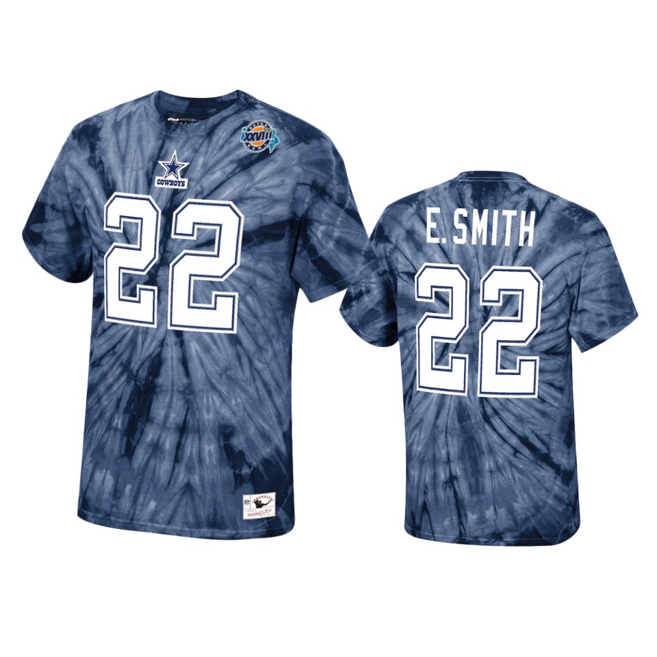 cowboys emmitt smith navy tie dye super bowl xxviii t shirt