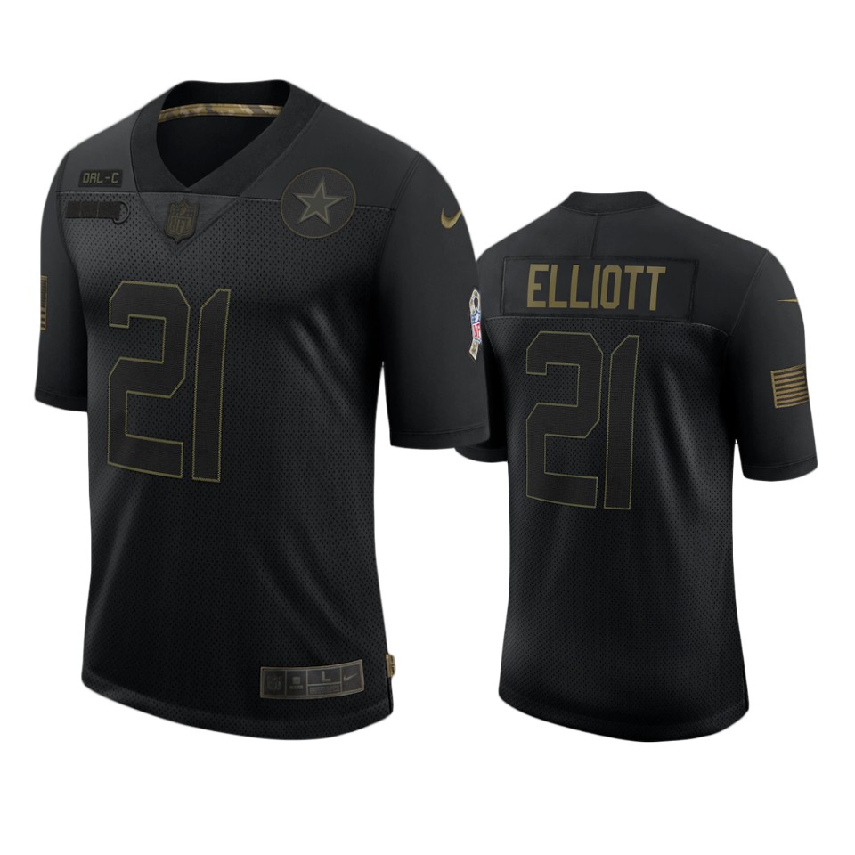 cowboys ezekiel elliott black limited 2020 salute to service jersey
