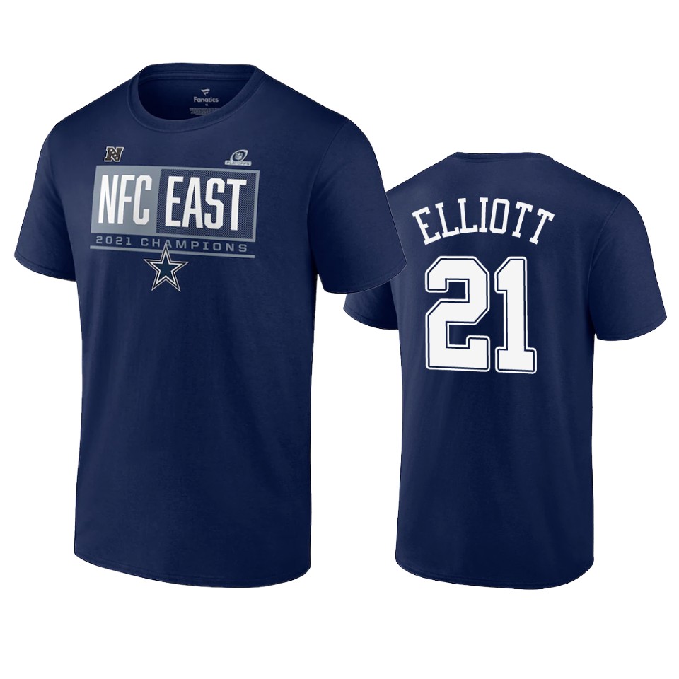 cowboys ezekiel elliott navy 2021 nfc east division champions blocked favorite t shirt